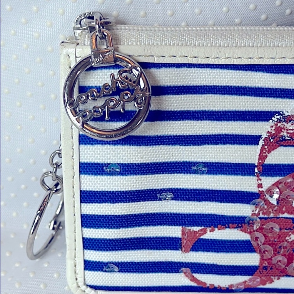 Coach POPPY Nautical Stripe card case keychain - Picture 2 of 8
